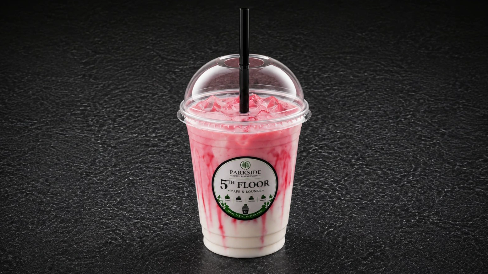 Iced strawberry latte medium