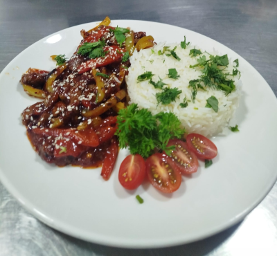 BEEF FAJITAS WITH RICE