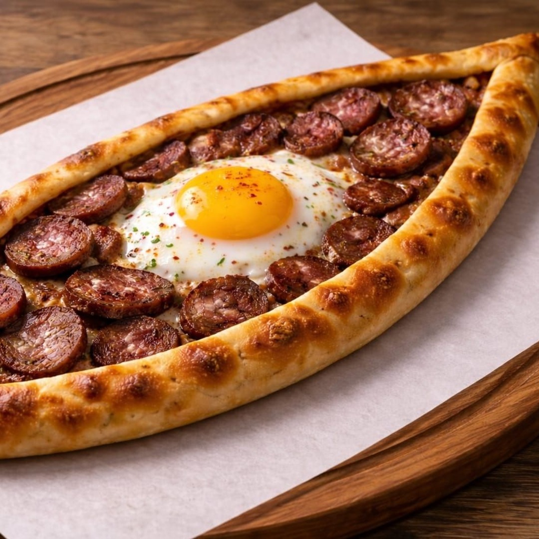Pide con Salsiccia e Uova