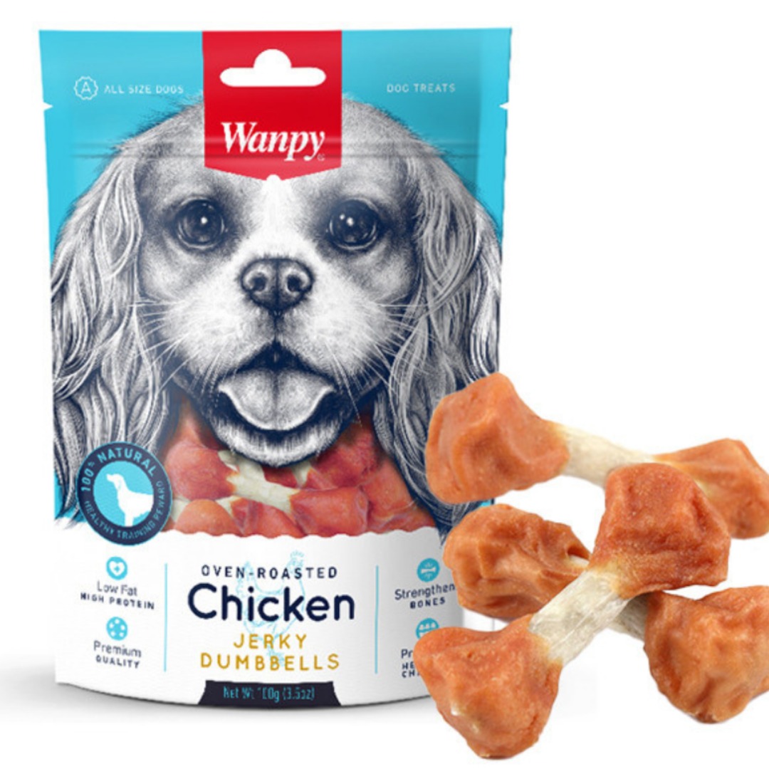 wanpy chicken jerky dumbbells