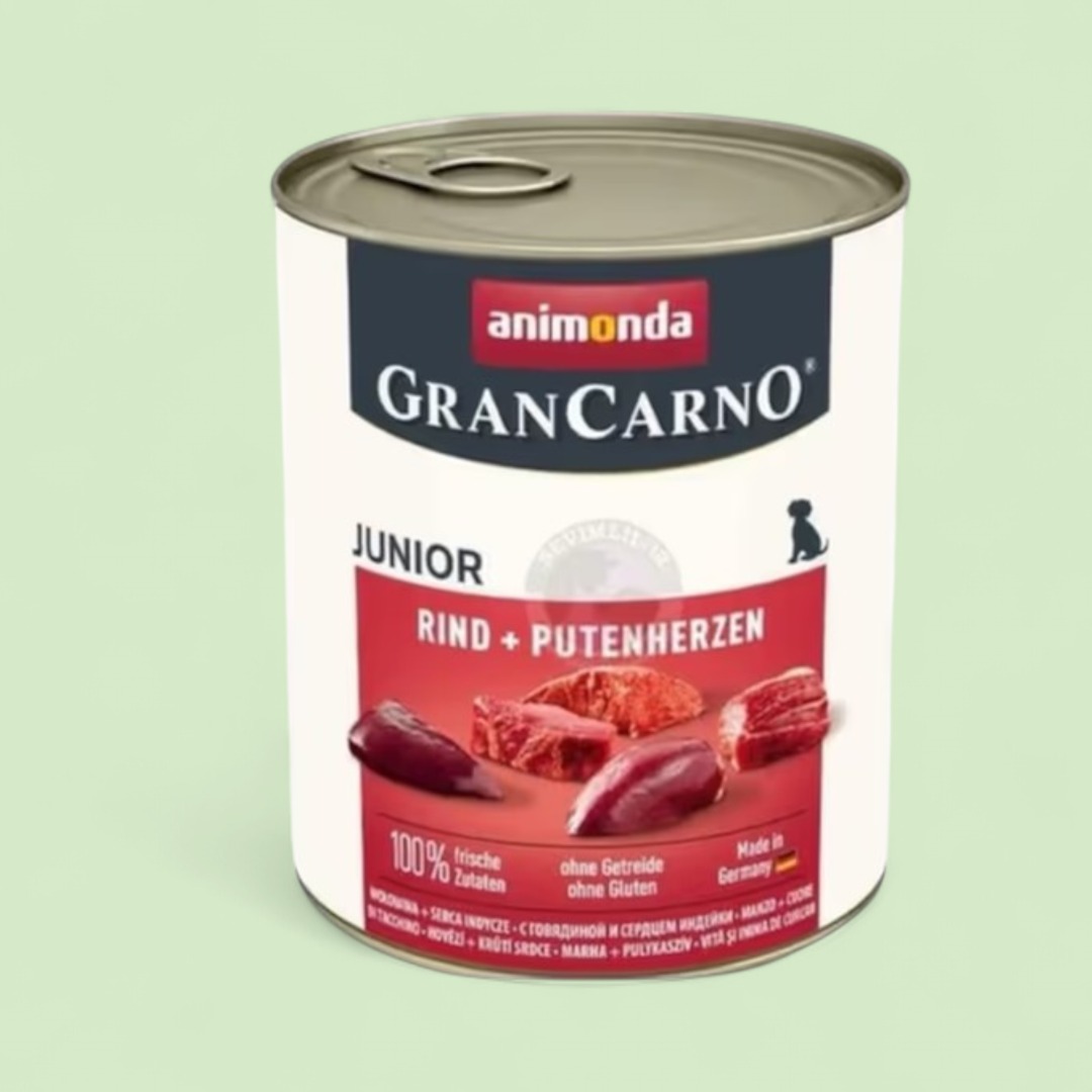 Animonda GranCarno Junior.(Bala itlərə mal və hinduşka ürəyi).