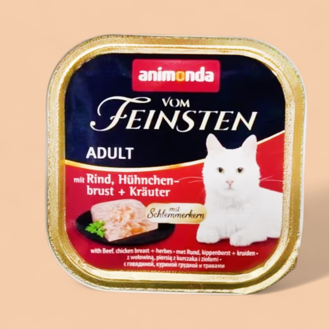 Animonda vom Feinsten Yetkin Pişiklər üçün Mal Əti, Toyuq Döşü və Otlar